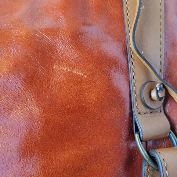 HYPE Genuine Leather Large Brown Glazed Tassel Shoulder Bag - NWT - Picture 13 of 15